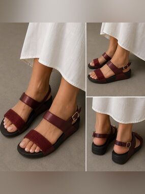 Fitflop Women's Wine Red Slingback Sandals with Buckle